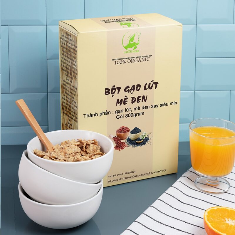 Bột gạo lứt mè đen nguyên chất - Thảo Mộc Xanh